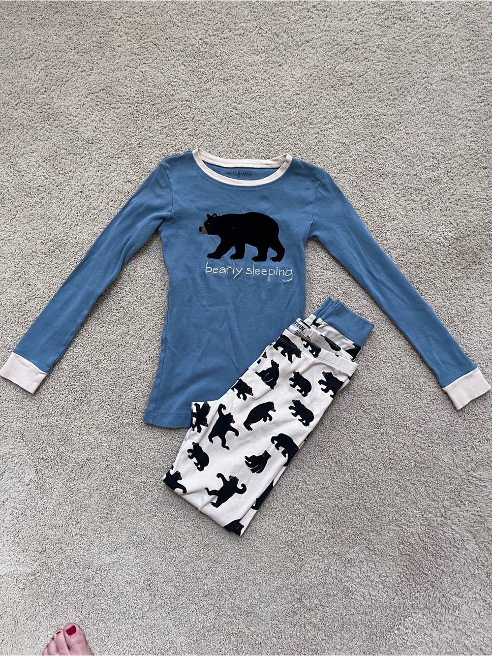 Kids Blue Bear Pajama Set - Classic Bear Print
